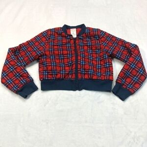 WONDER NATION GIRLS RED AND BLUE PLAID QUILTED ZIP UP JACKET SIZE MEDIUM